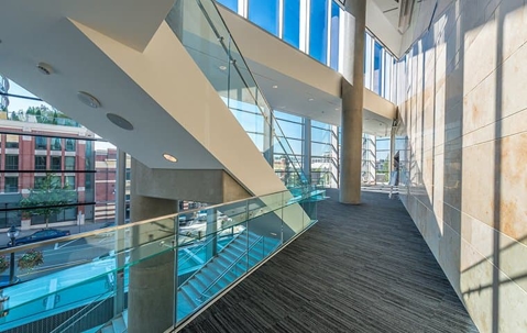 carpeted hallway in a commercial building